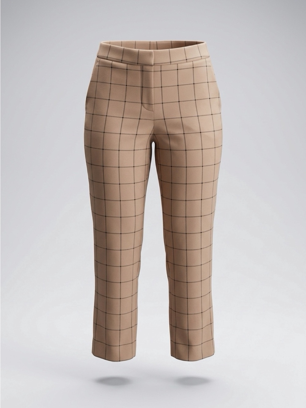 Amanda & Chelsea Beige Windowpane Cropped Trousers